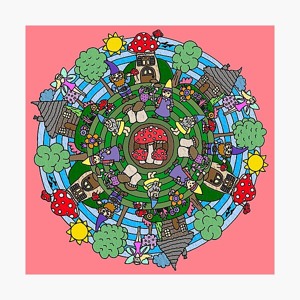 Item preview, Gnome & Mushroom Mandala designed and sold by gorff.