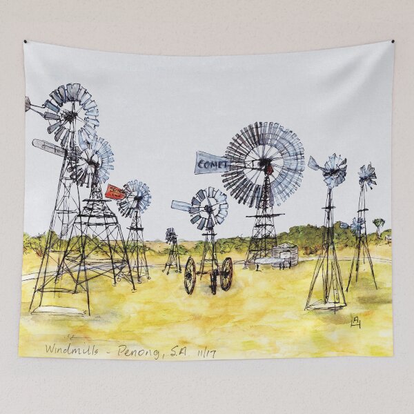 Item preview, Australian Scene - Windmills - Penong, SA, Aus. designed and sold by Anne Huth.