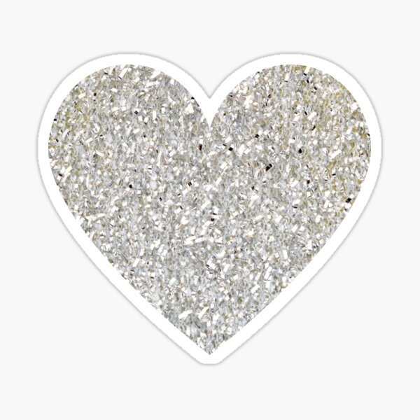 CLEARANCE - Beautiful .5 Silver Glitter Mini Heart Stickers with