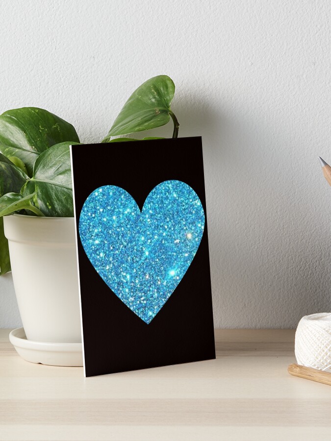 Light Blue Faux Glitter Heart Art Board Print for Sale by