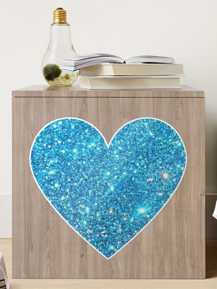 Light Blue Faux Glitter Heart Sticker for Sale by Felicity-K