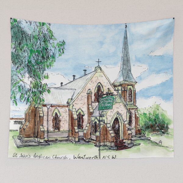 Item preview, Australian Scene - St Johns Anglican Church, Wentworth, NSW, Aus designed and sold by Anne Huth.