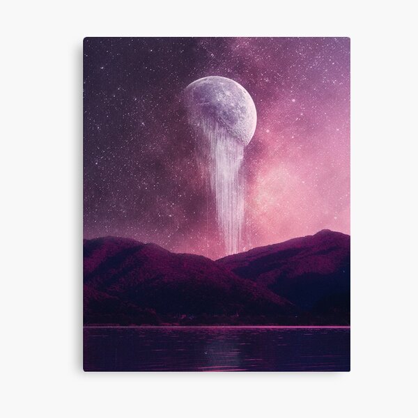 Broken Moon over Pink Landscape Canvas Print