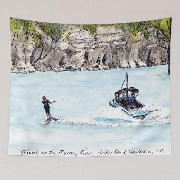 Item preview, Australian Scenes - Skiing on the Murray River, Holder Bend, Waikerie, SA, Aus. designed and sold by Anne Huth.