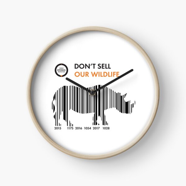 Rhino - Don't sell our wildlife Clock