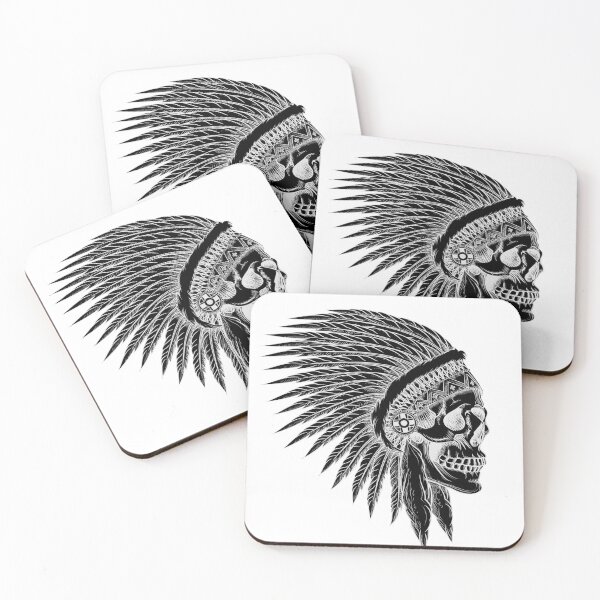 Item preview, Indian Tribal Skull With Feathers T-Shirt designed and sold by racailleur.