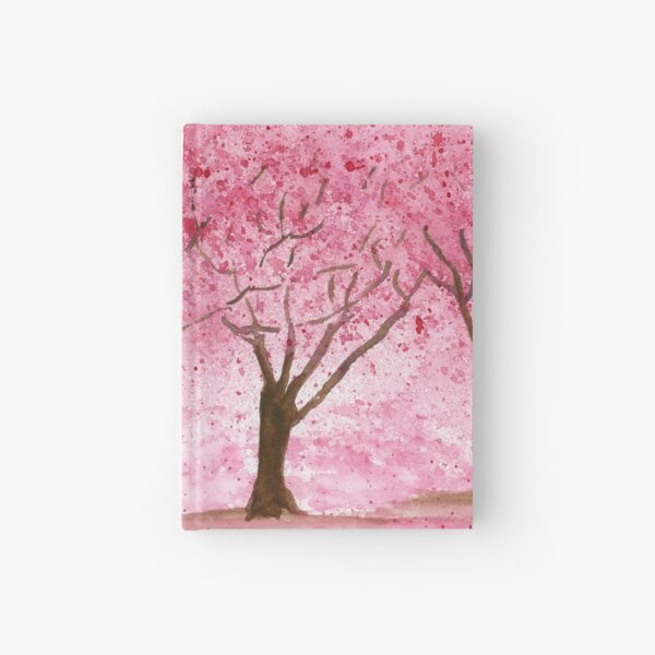 Watercolor Cherry Blossom. Cherry Trees Painting Hardcover Journal
