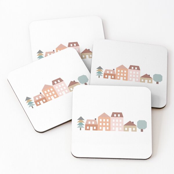 Item preview, Minimal Design of Geometric Houses in Muted Earth Tones designed and sold by littledesignco.