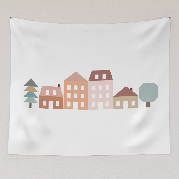 Item preview, Minimal Design of Geometric Houses in Muted Earth Tones designed and sold by littledesignco.