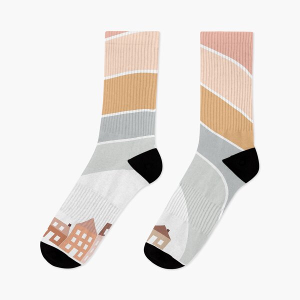 Item preview, Neighborhood in muted earth tones, rainbow, modern designed and sold by littledesignco.