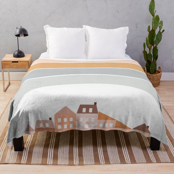 Item preview, Neighborhood in muted earth tones, rainbow, modern designed and sold by littledesignco.