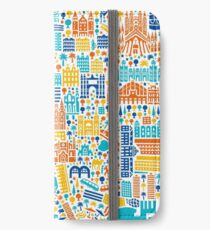 Barcelona City Map Poster iPhone Flip-Case/Hülle/Skin