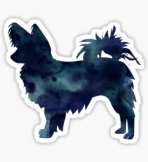 Papillon Dog Black Watercolor Silhouette Sticker