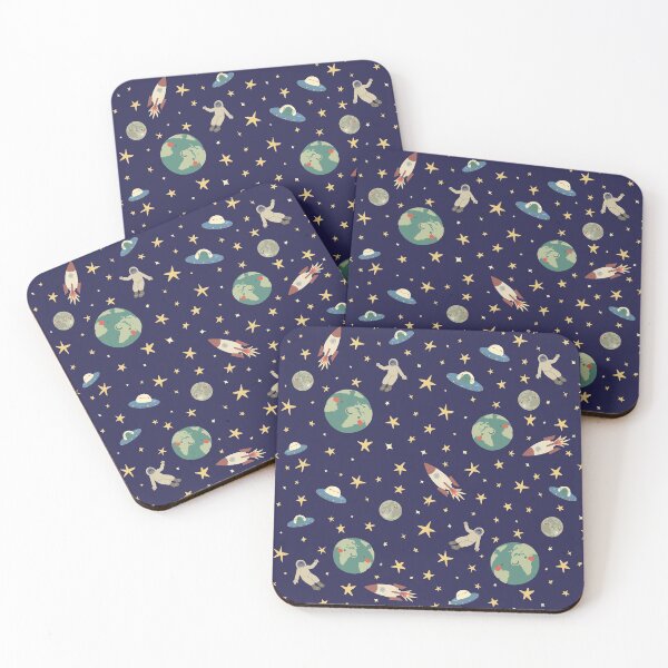 Item preview, Galaxy blue pattern with stars, planet, astronaut designed and sold by annetc-designs.