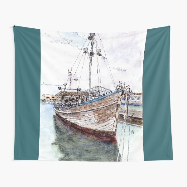 Australian Scene - Old timber crayfish boat - Success - Port Lincoln, SA, Aus. Tapestry