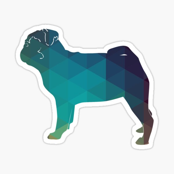 Pug Toy Breed Dog Colorful Geometric Pattern Silhouette - green Sticker