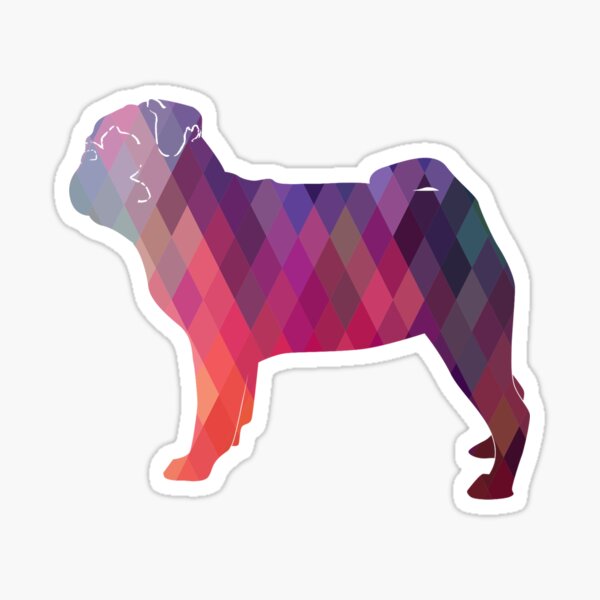Pug Toy Breed Dog Colorful Geometric Pattern Silhouette - Pink Sticker