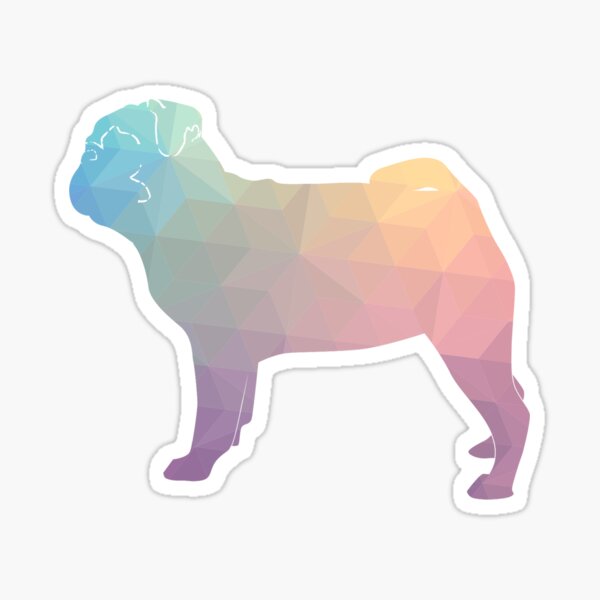 Pug Toy Breed Dog Colorful Geometric Pattern Silhouette - Pastel Sticker