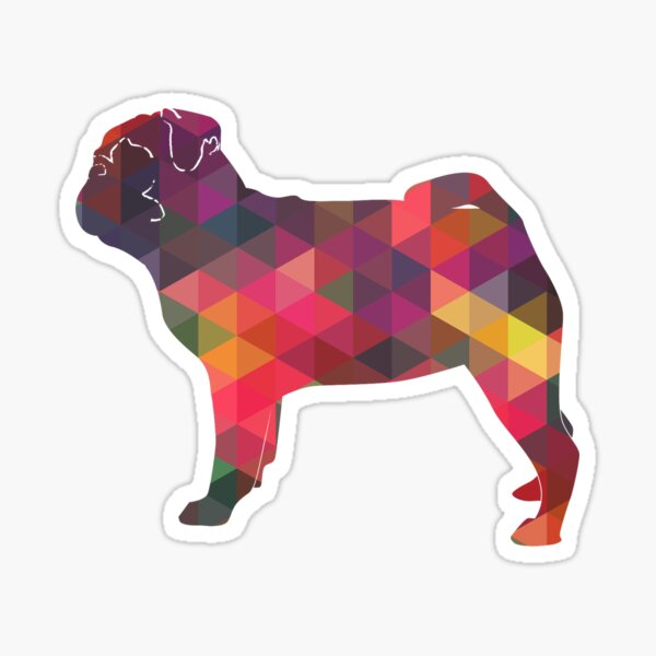 Pug Toy Breed Dog Colorful Geometric Pattern Silhouette - Multi Sticker