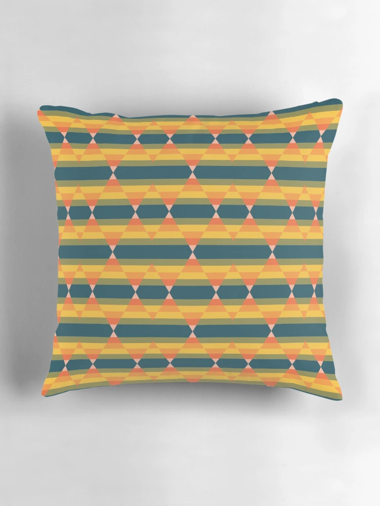 Thumbnail 3 of 4, Pillow, Colorful Triangles Geometry - Abstract Pattern designed and sold by Promedia.