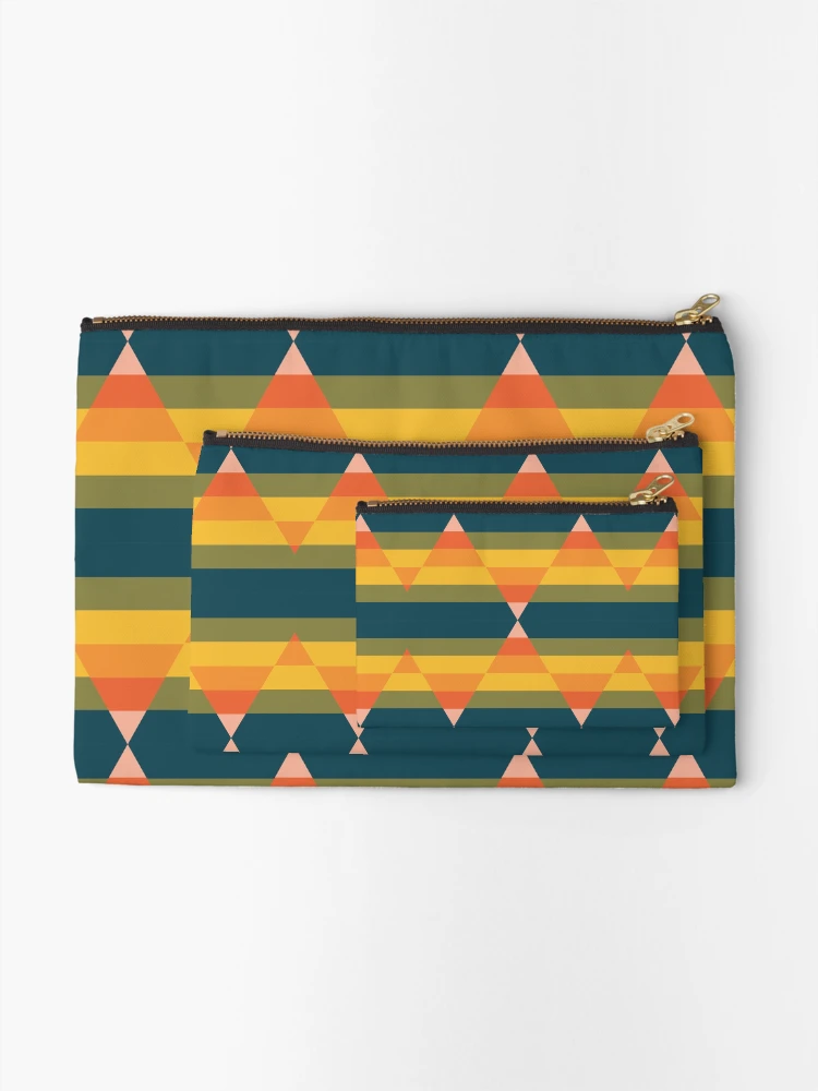 Thumbnail 2 of 4, Zipper Pouch, Colorful Triangles Geometry - Abstract Pattern designed and sold by Promedia.