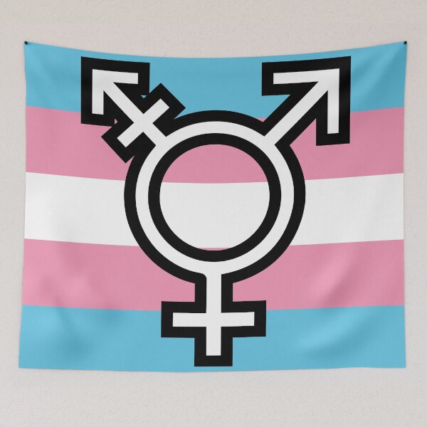Artikelvorschau, Trans Flag mit Trans Symbol entworfen und verkauft von enriquepma.