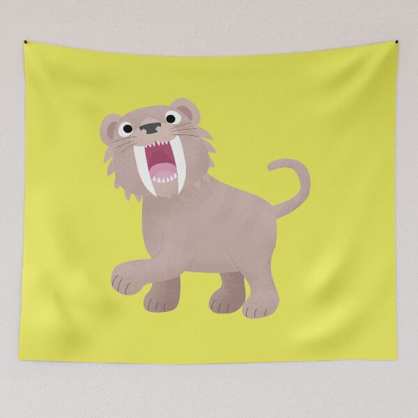 Item preview, Cute Saber Toothed Tiger Smilodon cartoon  designed and sold by FrogFactory.