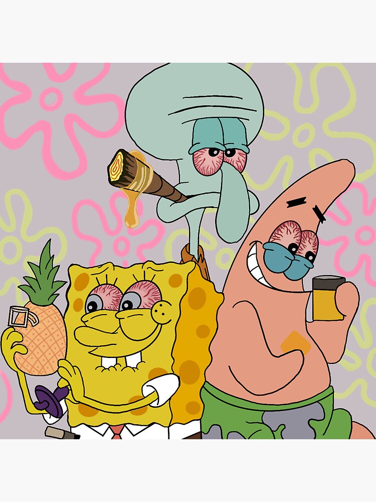 "Stoned SpongeBob sticker" Sticker for Sale by Kayleejarvis | Redbubble