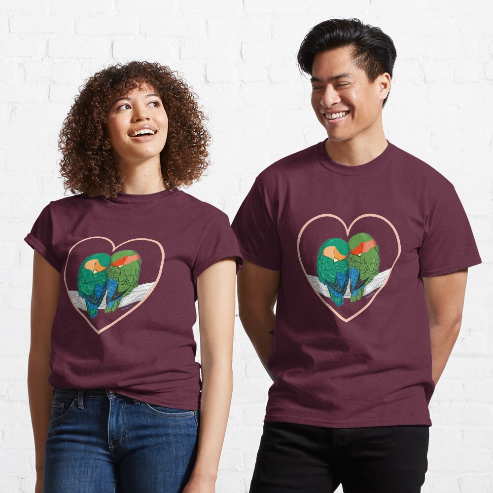 Agapornis durmiendo juntos Camiseta clásica