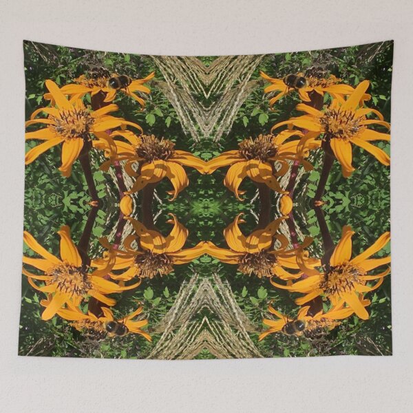 Item preview, Bumblebee Nimbly Alighting on Orange Daisies, Waterside Quartet in the Summertime Sun designed and sold by RoseAromas.