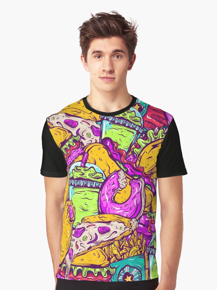 Thumbnail 1 of 5, Graphic T-Shirt, Fast Food Frenzy! designed and sold by melissadn.