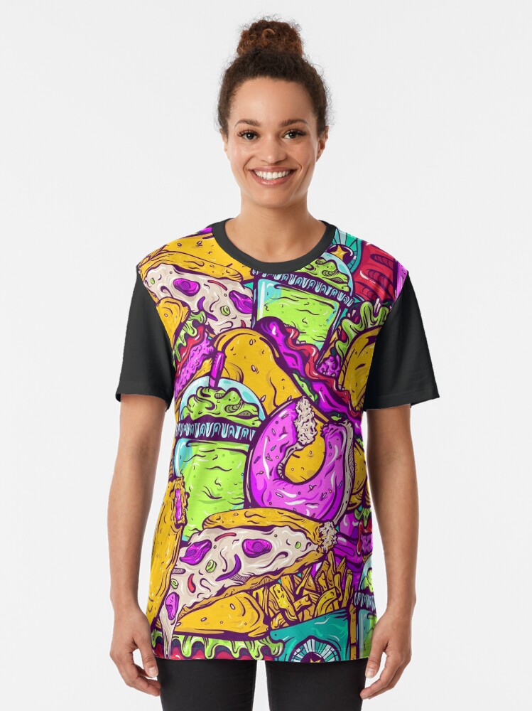 Thumbnail 2 of 5, Graphic T-Shirt, Fast Food Frenzy! designed and sold by melissadn.
