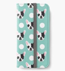 French Bulldog pattern polka dogs dog head funny dog meme cute gift for a dog lover frenchie owner iPhone Wallet/Case/Skin