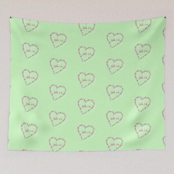 Item preview, John 3:16 Heart Verse (Hot Pink on Green) designed and sold by PawsitiveMum.