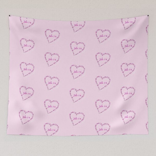 Item preview, John 3:16 Heart Verse (Hot Pink on Pink) designed and sold by PawsitiveMum.