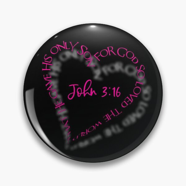 Item preview, John 3:16 Heart Verse (Hot Pink on Black) designed and sold by PawsitiveMum.