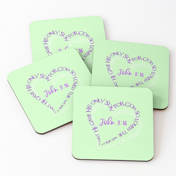 Item preview, John 3:16 Heart Verse (Purple on Green) designed and sold by PawsitiveMum.