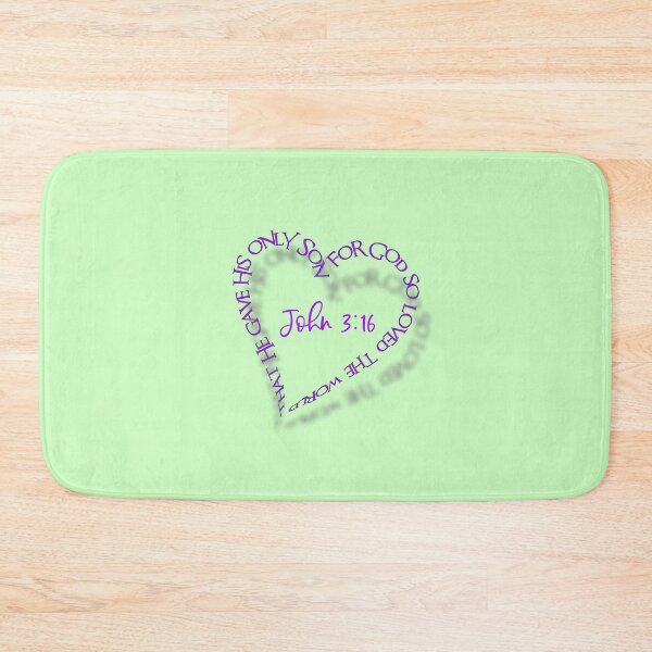 Item preview, John 3:16 Heart Verse (Purple on Green) designed and sold by PawsitiveMum.