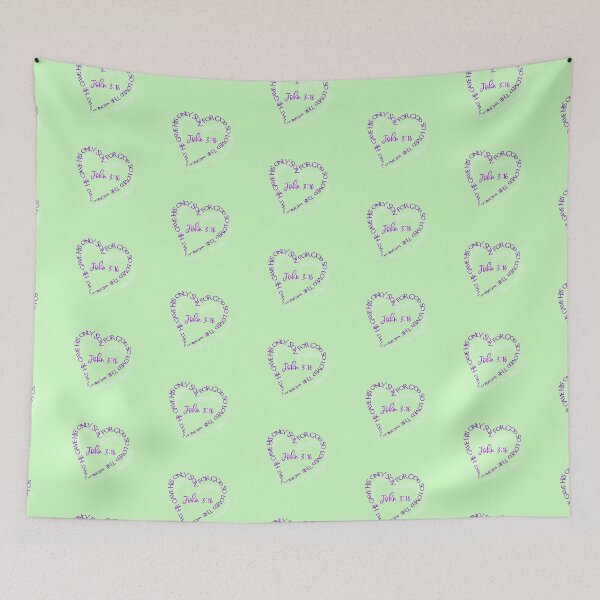 Item preview, John 3:16 Heart Verse (Purple on Green) designed and sold by PawsitiveMum.