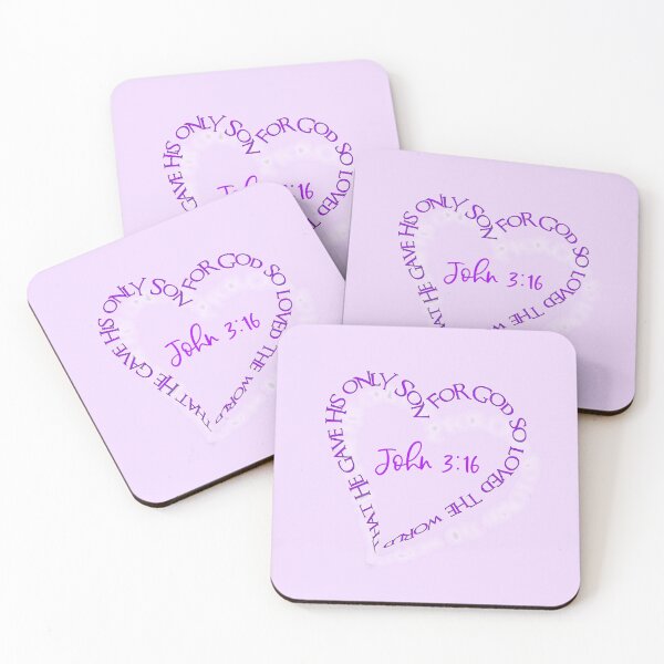 Item preview, John 3:16 Heart Verse (Purple on Purple) designed and sold by PawsitiveMum.