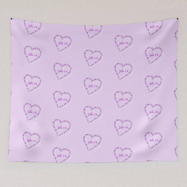 Item preview, John 3:16 Heart Verse (Purple on Purple) designed and sold by PawsitiveMum.