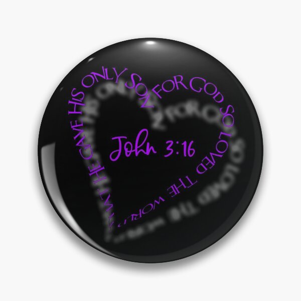 Item preview, John 3:16 Heart Verse (Purple on Black) designed and sold by PawsitiveMum.