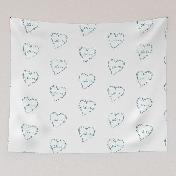 Item preview, John 3:16 Heart Verse (Aqua) designed and sold by PawsitiveMum.
