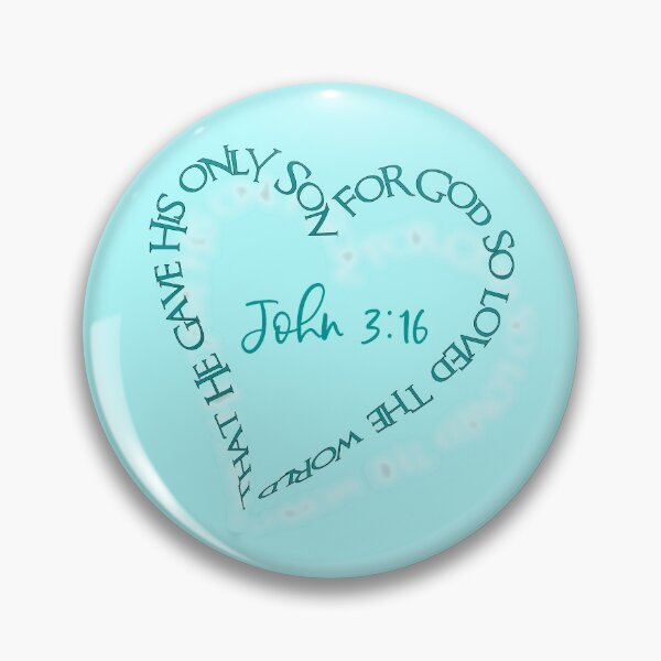 Item preview, John 3:16 Heart Verse (Aqua on Aqua) designed and sold by PawsitiveMum.