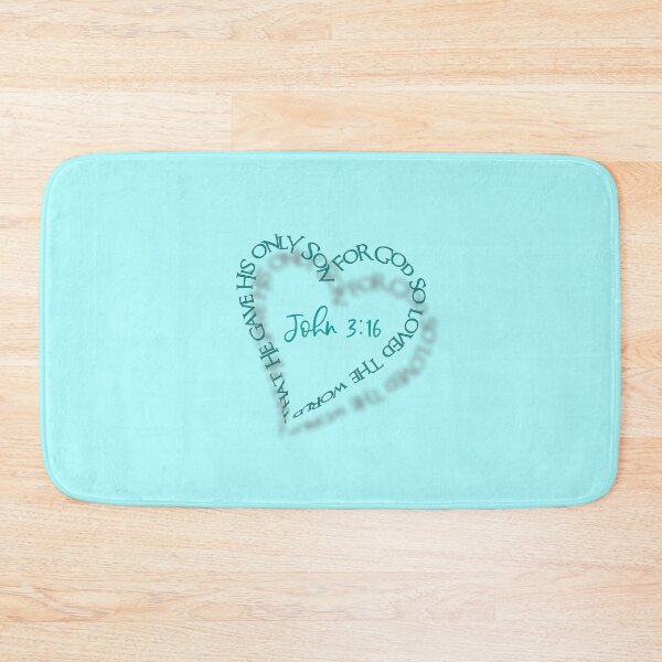 Item preview, John 3:16 Heart Verse (Aqua on Aqua) designed and sold by PawsitiveMum.