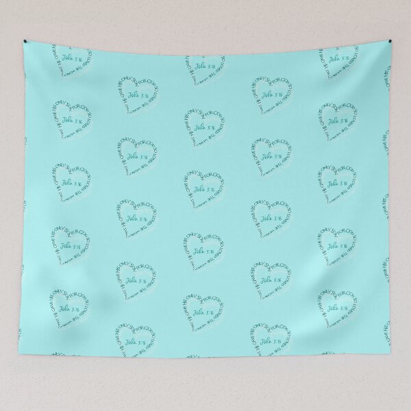 Item preview, John 3:16 Heart Verse (Aqua on Aqua) designed and sold by PawsitiveMum.