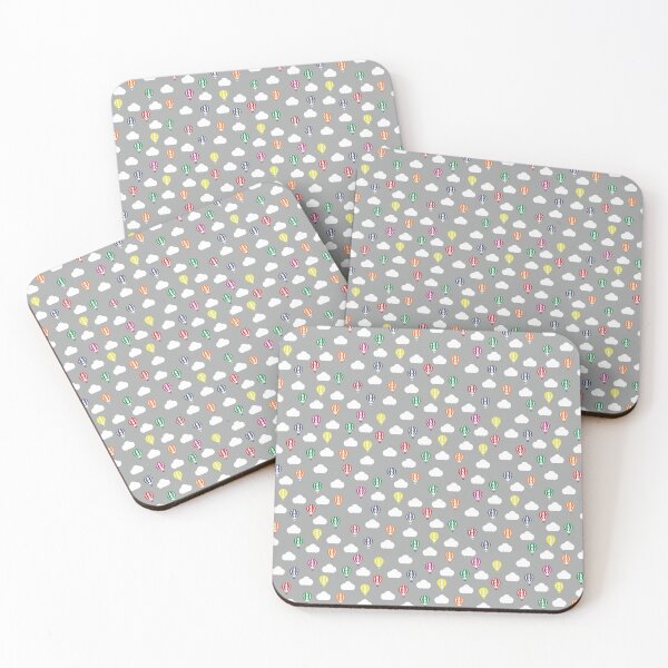 Item preview, Grey with Multicoloured Hot Air Balloons and Clouds designed and sold by shadowbright.