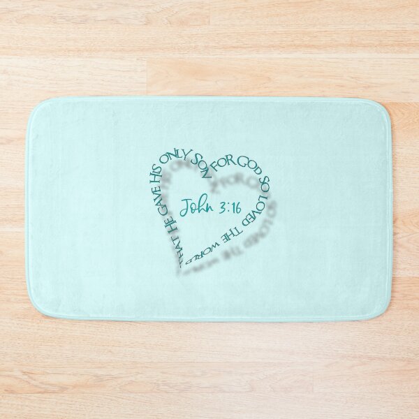 Item preview, John 3:16 Heart Verse (Aqua on Light Aqua) designed and sold by PawsitiveMum.