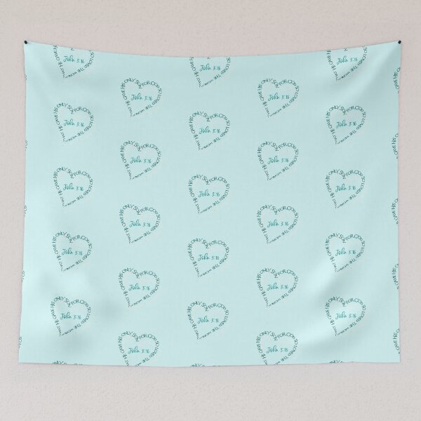 Item preview, John 3:16 Heart Verse (Aqua on Light Aqua) designed and sold by PawsitiveMum.