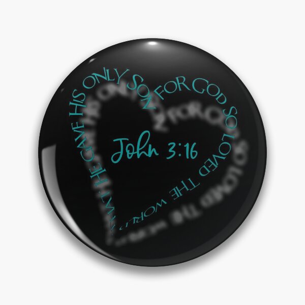 Item preview, John 3:16 Heart Verse (Aqua on Black) designed and sold by PawsitiveMum.